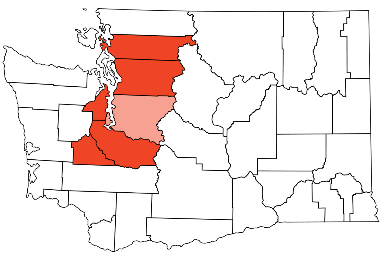 Map of Washington State with King County highlighted