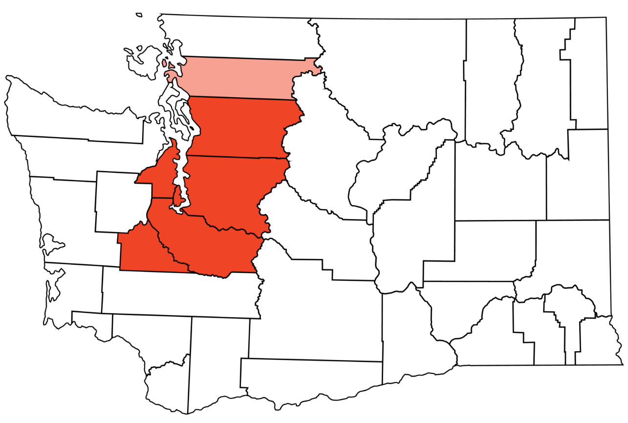 Map of Washington State with Skagit County highlighted