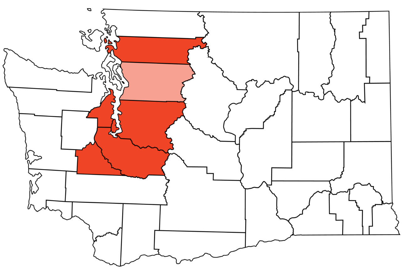 Map with Snohomish county highlighted