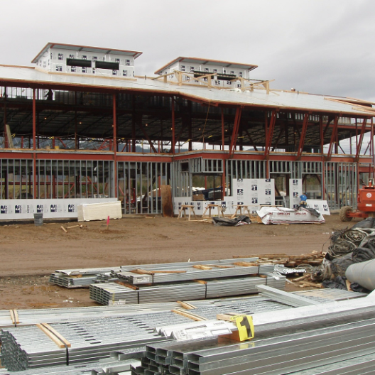 Metal framework on a large building under construction